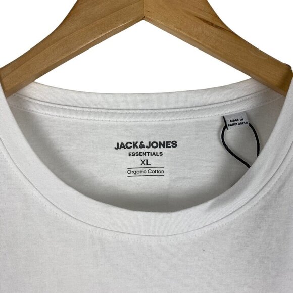 Jack Jones Men's White Organic Cotton Noa Basic Long Fit Crew Neck T Shirt US XL - Picture 5 of 7